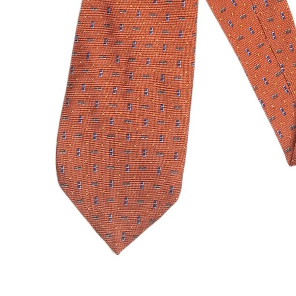 Nautica Silk Tie Men’s 60.5” Rust Brown Geometric Designer Wide Tie New - Picture 1 of 4